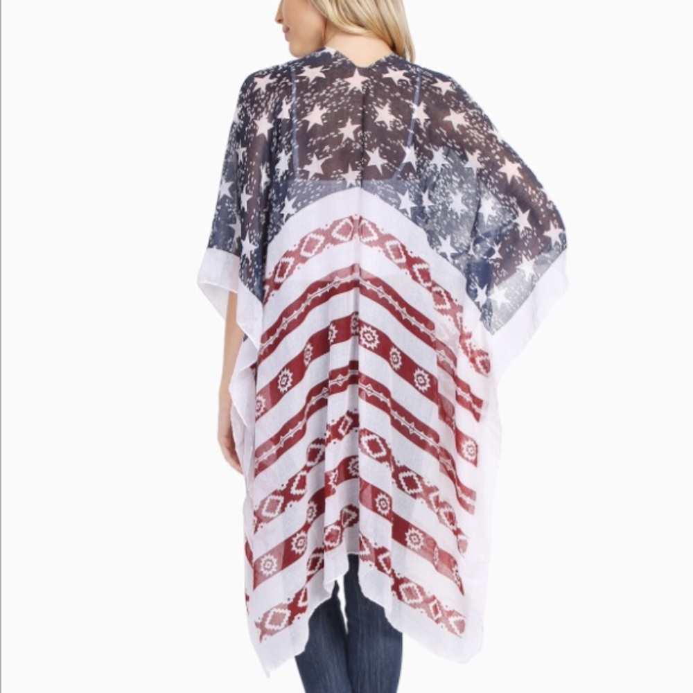 ❤️American Flag 🇺🇸 Kimono Shawl - Picture 2 of 5